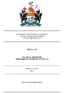 AN ACT TO AMEND THE MUNICIPAL GOVERNMENT ACT (NO. 2) - Bradley G Trivers