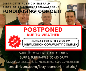 Postponed Variety Concert 2023 Kensington-Malpeque Rustico-Emerald